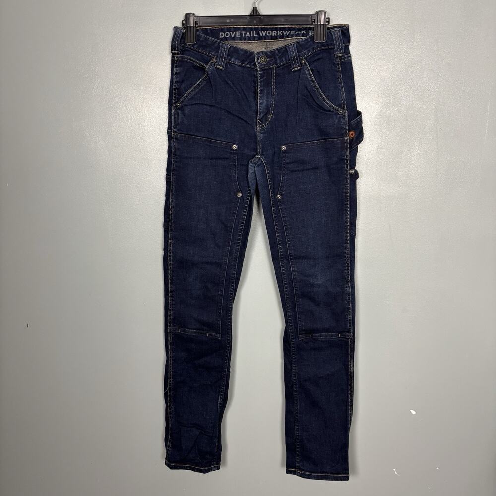 Dovetail Workwear Womens Maven Slim 32 6 Blue Double Knee Denim Jeans Pants Work